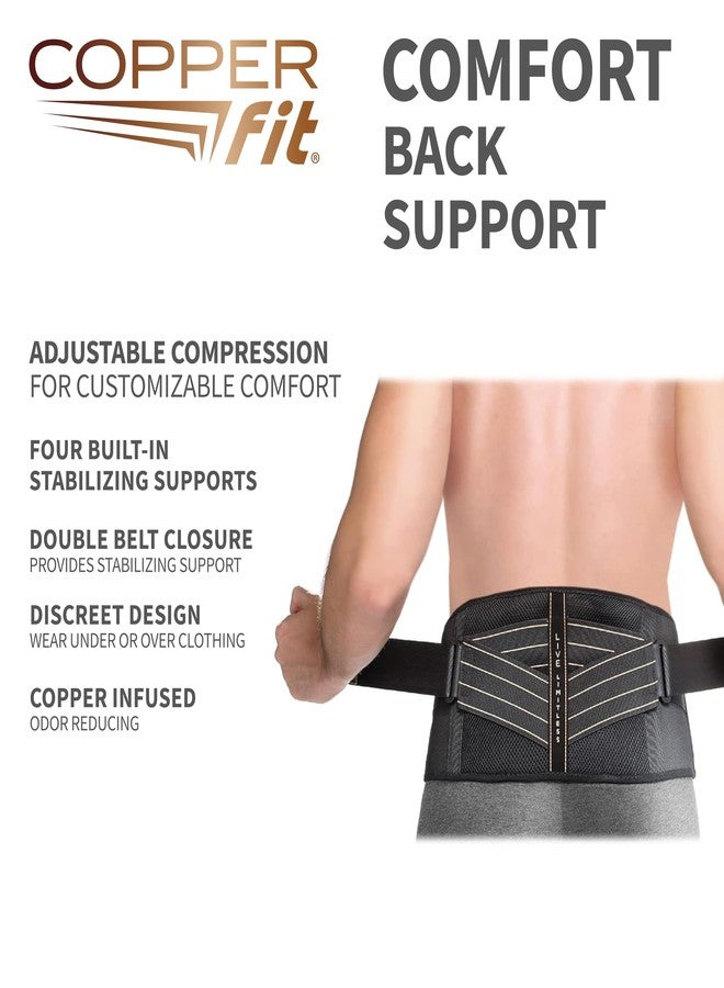 كوبر فت دعامة الظهر Copper Fit Pro، أسود مع حواف نحاسية، مقاس كبير/كبير جدًا، مقاس خصر للجنسين من 39 بوصة إلى 50 بوصة (CFBACK) - Image 2
